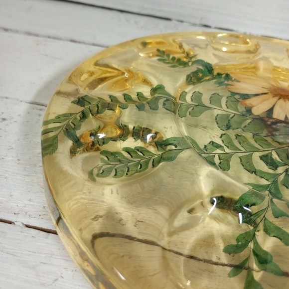 Round Acrylic Resin Egg Plate with Pressed Ferns, Daisy and Butterfly by Design - Picture 5 of 9